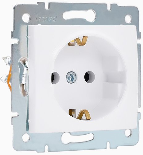 Розетка с заземлением без рамки Lezard Karina 1-м. белый картинка